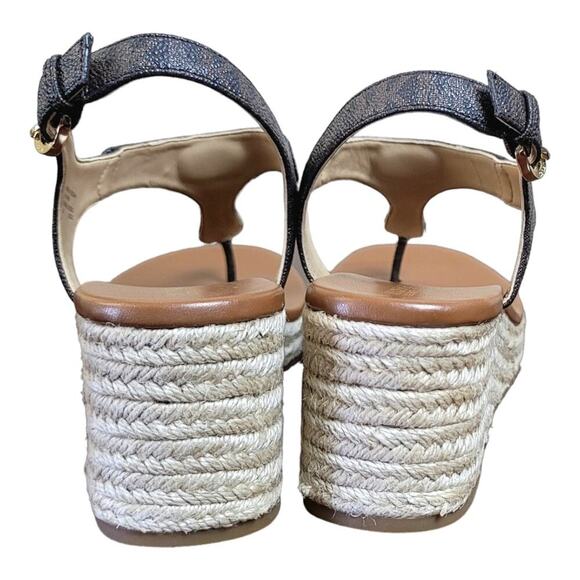 MICHAEL KORS LaneyEspadrille Thongs MKSignature Jute WedgeSlingbacks Sandals - Picture 9 of 10